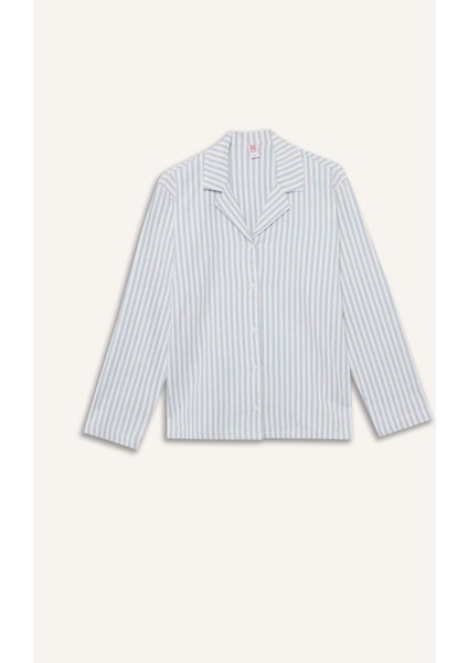 Pijama Takımı Regular Fit Flanel Çizgili Uzun Kollu Üst Uzun Alt-Fall in Love E7252AX25AU