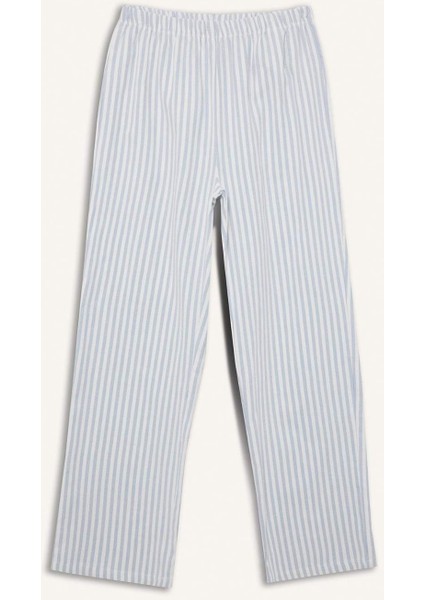 Pijama Takımı Regular Fit Flanel Çizgili Uzun Kollu Üst Uzun Alt-Fall in Love E7252AX25AU