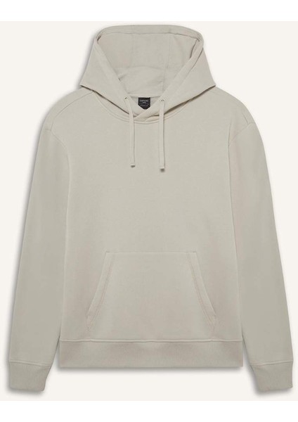 Regular Fit Kapüşonlu İçi Yumuşak Tüylü Kanguru Cepli Basic Düz Sweatshirt X8283AZ25AU