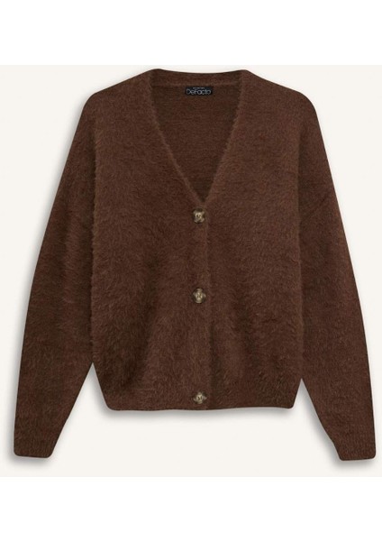 Oversize Geniş Kalıp V Yaka Triko Hırka K7886AZ25WN