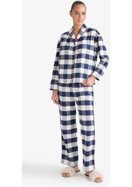 Pijama Takımı Flanel Regular Fit Kareli Uzun Kollu Üst Uzun Alt-Fall in Love E7599AX25AU