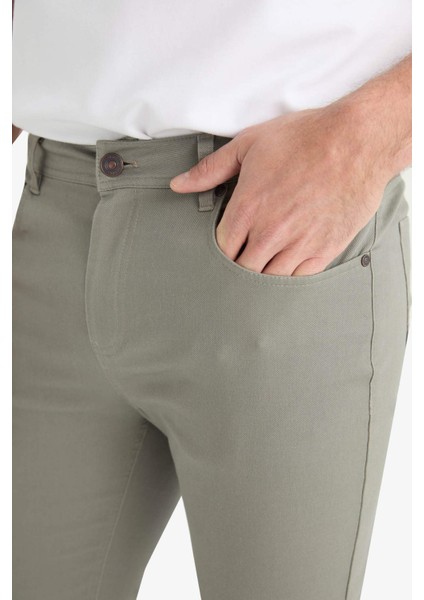 Slim Fit Dar Kesim Dar Paça Cepli Dokulu Pantolon E7959AX25AU