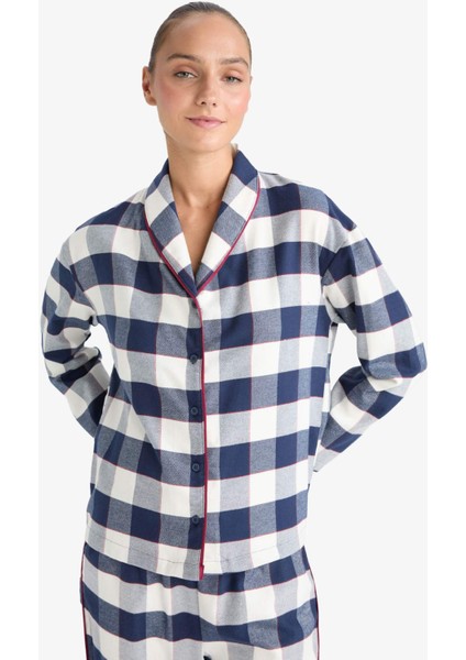 Pijama Takımı Flanel Regular Fit Kareli Uzun Kollu Üst Uzun Alt-Fall in Love E7599AX25AU