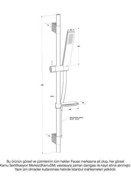 Sürgülü Duş Seti, Pirinç Başlık, Şık Siyah Renk, KSS102-B modelleri