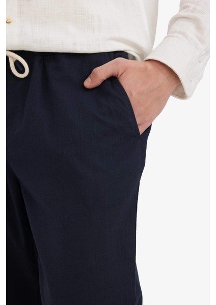 %100 Pamuk Jogger Fit Beli Bağcıklı Lastikli Dar Paça Cepli Pantolon Z6475AZ25AU