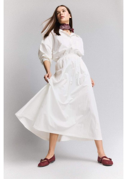 A Kesim Yüksek Bel Paraşüt Maxi Etek E6695AX25SP