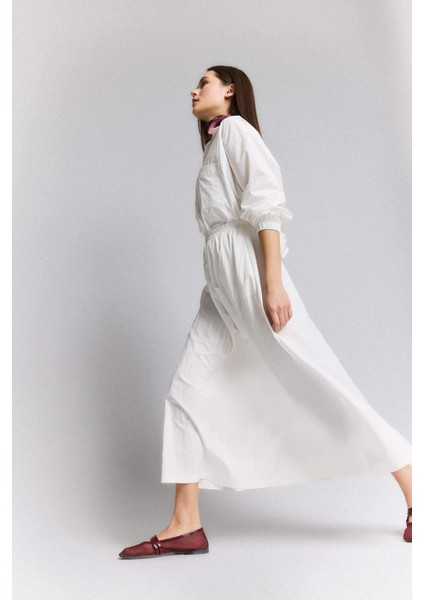 A Kesim Yüksek Bel Paraşüt Maxi Etek E6695AX25SP