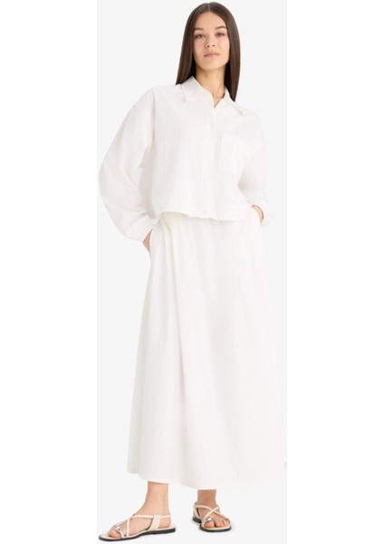 A Kesim Yüksek Bel Paraşüt Maxi Etek E6695AX25SP