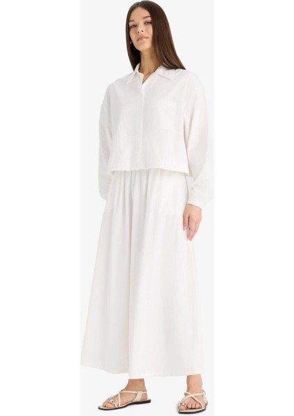 A Kesim Yüksek Bel Paraşüt Maxi Etek E6695AX25SP