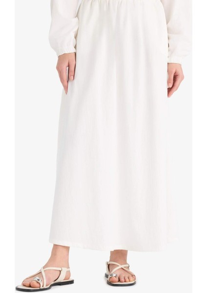 A Kesim Yüksek Bel Paraşüt Maxi Etek E6695AX25SP