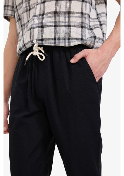 %100 Pamuk Jogger Fit Beli Bağcıklı Lastikli Dar Paça Cepli Pantolon Z6475AZ25AU