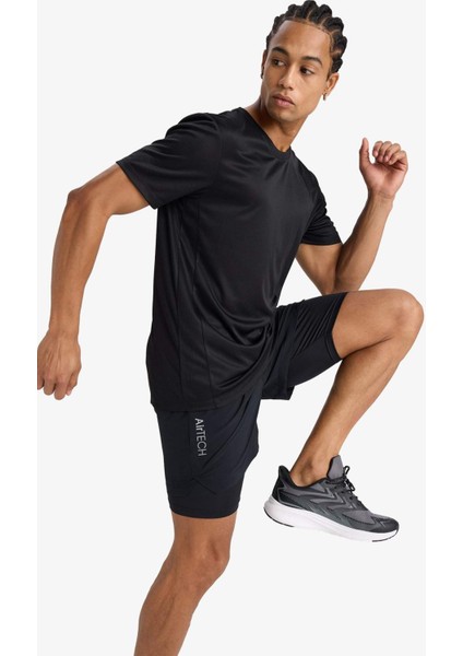 Fit Slim Fit Dar Kesim Sporcu İçi Taytlı Dokuma Şort F0010AX25AU