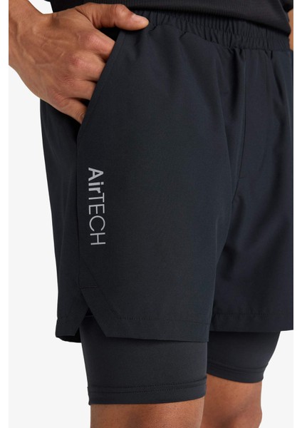 Fit Slim Fit Dar Kesim Sporcu İçi Taytlı Dokuma Şort F0010AX25AU