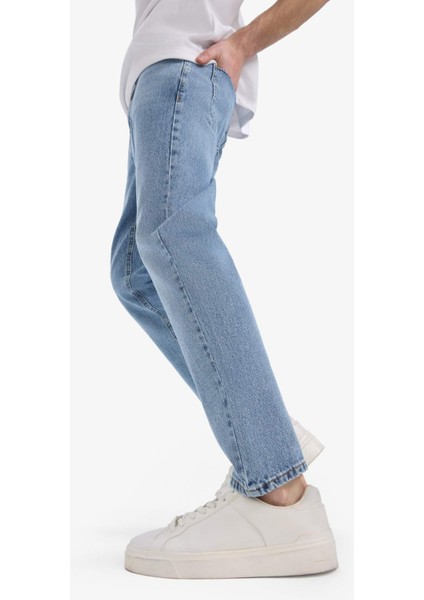 %100 Pamuk 90's Slim Fit Dar Kalıp Yüksek Bel Dar Paça Kar Yıkamalı Jean Pantolon F0161AX25SP