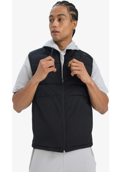 Fit Su İtici Rüzgar Geçirmez Slim Fit Dar Kesim Fermuarlı Cepli Şişme Yelek E9215AX25AU