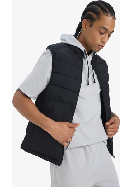 Fit Su İtici Rüzgar Geçirmez Slim Fit Dar Kesim Fermuarlı Cepli Şişme Yelek E9215AX25AU