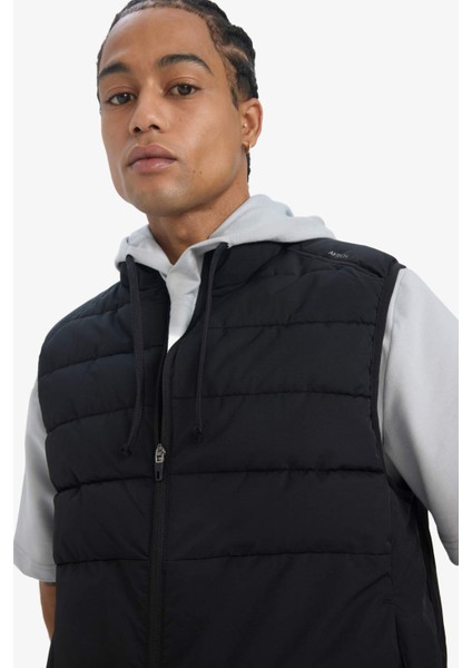 Fit Su İtici Rüzgar Geçirmez Slim Fit Dar Kesim Fermuarlı Cepli Şişme Yelek E9215AX25AU