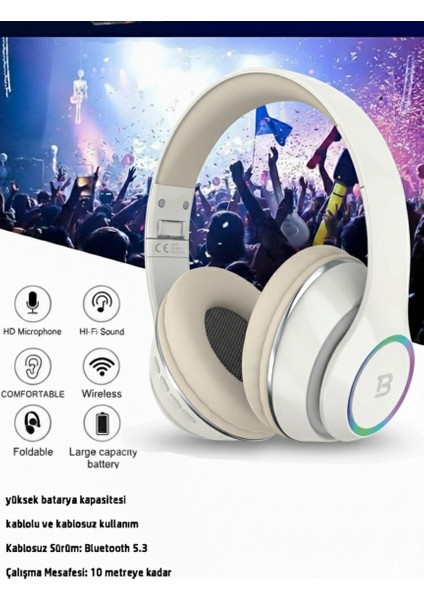 Kablosuz Kulaküstü Bluetooth Kulaklık Stereo-Mikrofon-Aux Sd Kart HK-035 fiyatları