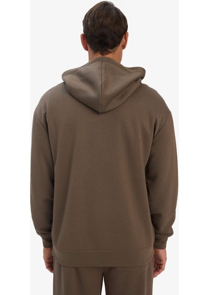 Boxy Fit Kapüşonlu Kanguru Cepli Jakarlı Sweatshirt E9308AX25AU