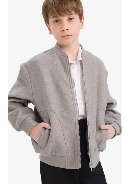 Erkek Çocuk Kolej Yaka Fermuarlı Bomber Mont E8991A825AU