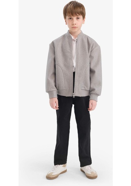 Erkek Çocuk Kolej Yaka Fermuarlı Bomber Mont E8991A825AU