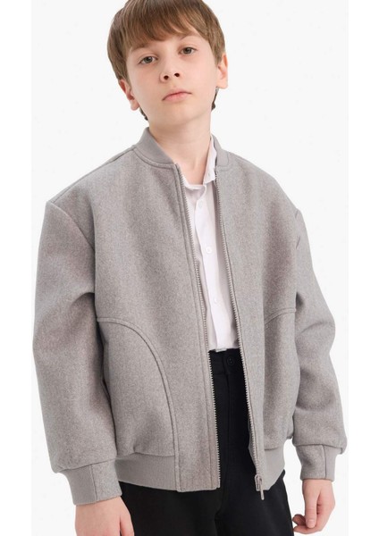 Erkek Çocuk Kolej Yaka Fermuarlı Bomber Mont E8991A825AU