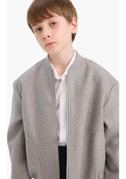 Erkek Çocuk Kolej Yaka Fermuarlı Bomber Mont E8991A825AU