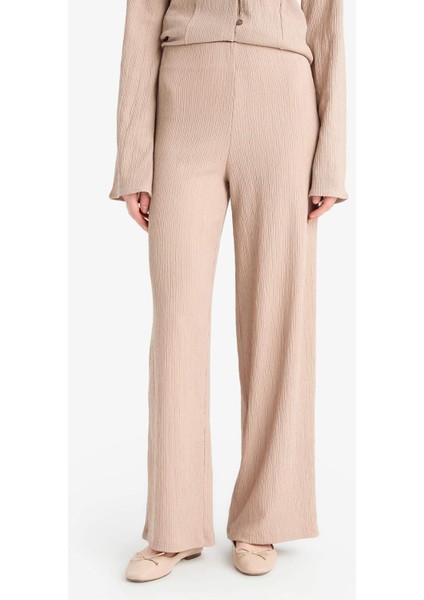 Wide Leg Beli Lastikli Geniş Paça Bürümcük Pantolon F0057AX25SP