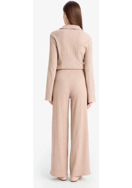 Wide Leg Beli Lastikli Geniş Paça Bürümcük Pantolon F0057AX25SP