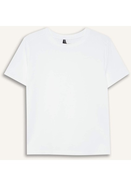 Regular Fit Bisiklet Yaka Basic Düz Premium Kısa Kollu Tişört