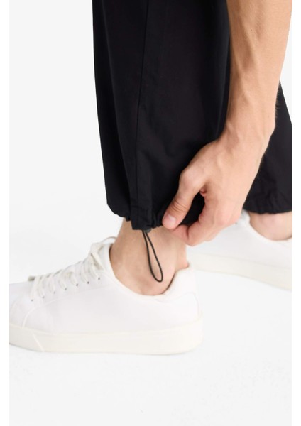 %100 Pamuk Wide Leg Beli Bağcıklı Lastikli Paraşüt Jogger Pantolon E8729AX25AU