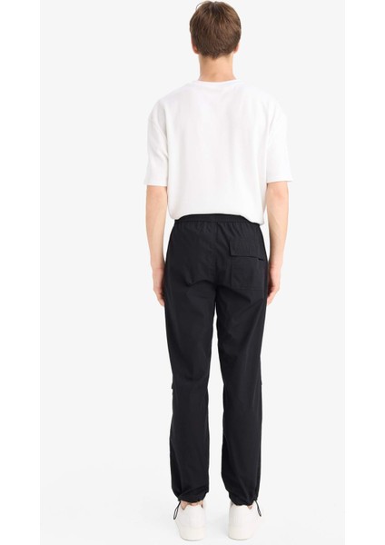 %100 Pamuk Wide Leg Beli Bağcıklı Lastikli Paraşüt Jogger Pantolon E8729AX25AU