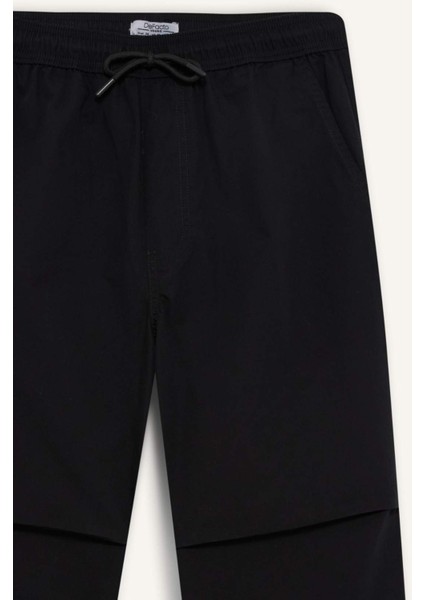 %100 Pamuk Wide Leg Beli Bağcıklı Lastikli Paraşüt Jogger Pantolon E8729AX25AU