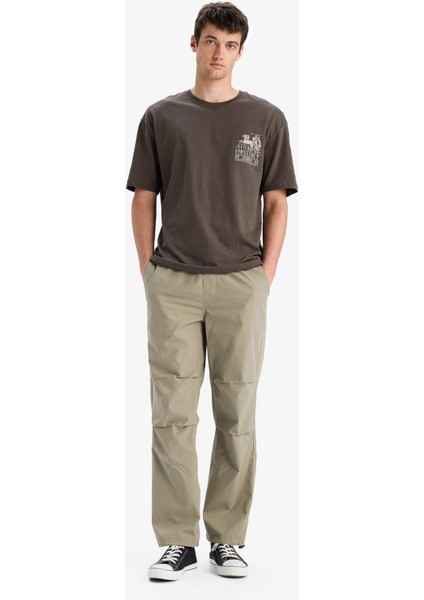%100 Pamuk Wide Leg Beli Bağcıklı Lastikli Paraşüt Jogger Pantolon E8729AX25AU