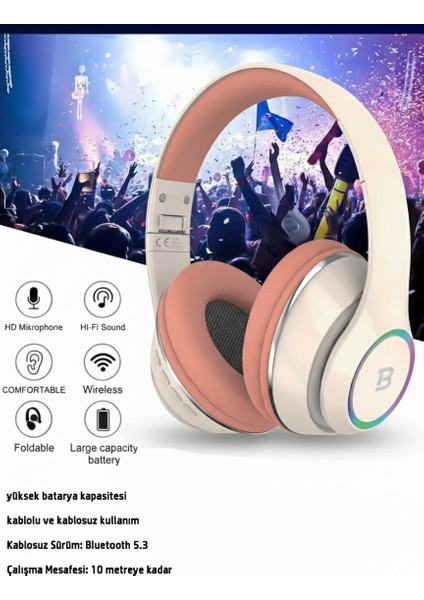 Kablosuz Kulaküstü Bluetooth Kulaklık Stereo-Mikrofon-Aux Sd Kart HK-035 fiyatları