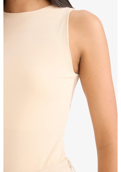 Slim Fit Dar Kesim Halter Yaka Çıtçıtlı Body F0075AX25SP