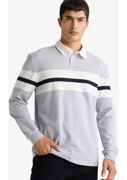 Regular Fit Polo Yaka Uzun Kollu Tişört E9382AX25AU