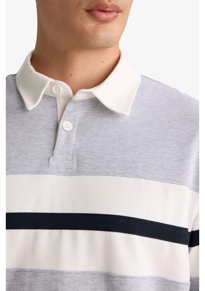 Regular Fit Polo Yaka Uzun Kollu Tişört E9382AX25AU