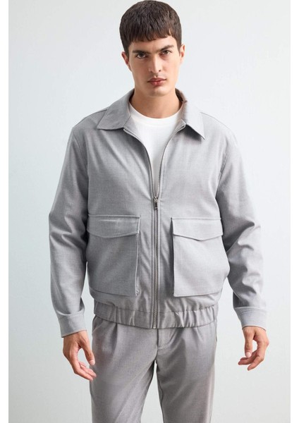 Relax Fit Polo Yaka Cepli İç Cep Detaylı Fermuarlı Astarlı Mevsimlik Mont F0417AX25AU