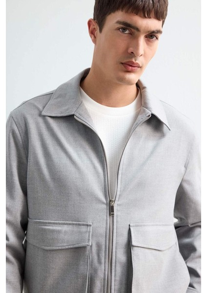 Relax Fit Polo Yaka Cepli İç Cep Detaylı Fermuarlı Astarlı Mevsimlik Mont F0417AX25AU