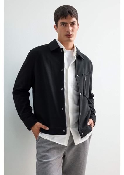 Regular Fit Çıtçıtlı Nakış Detaylı Örme Gömlek Ceket E9272AX25AU