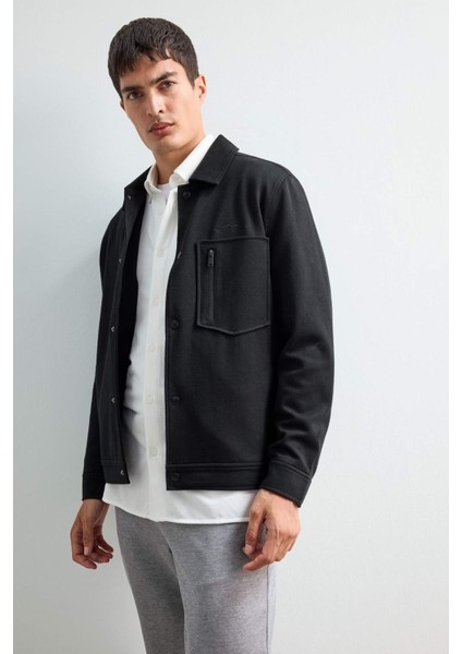 Regular Fit Çıtçıtlı Nakış Detaylı Örme Gömlek Ceket E9272AX25AU