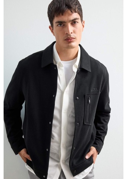 Regular Fit Çıtçıtlı Nakış Detaylı Örme Gömlek Ceket E9272AX25AU