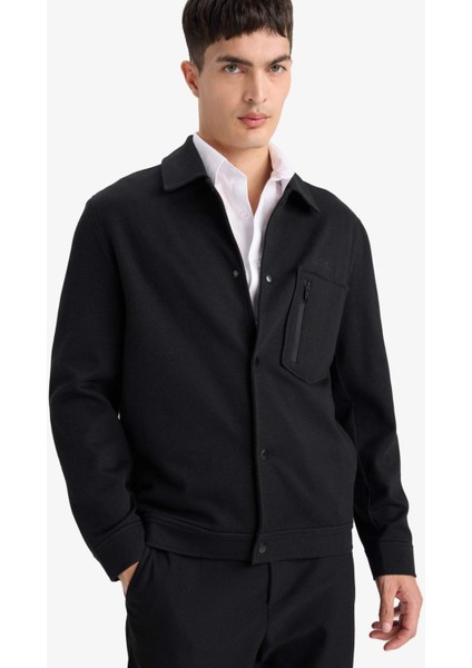 Regular Fit Çıtçıtlı Nakış Detaylı Örme Gömlek Ceket E9272AX25AU