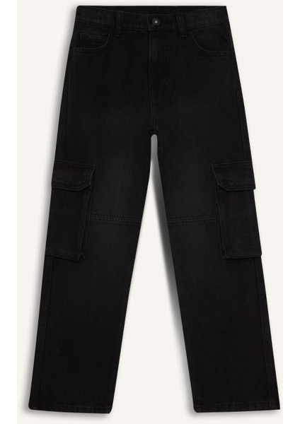 Erkek Çocuk Kargo Fit Düz Paça Jean Pantolon F0489A825AU