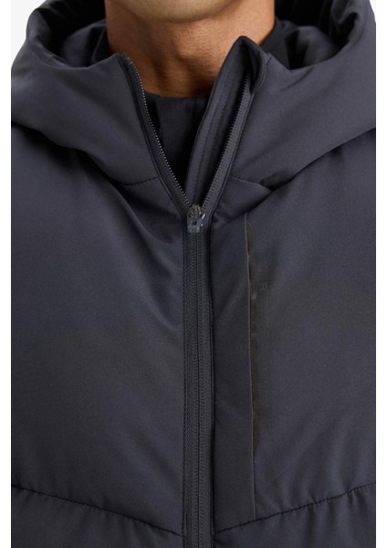 Fit Su İtici Rüzgar Geçirmez Regular Fit Kapüşonlu Fermuarlı Cepli Şişme Yelek E9216AX25AU