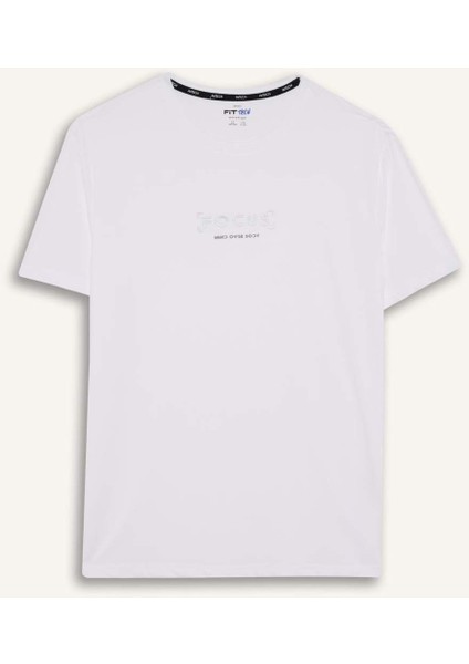 Fit Standart Fit Yumuşak Tuşe Bisiklet Yaka Baskılı Kısa Kollu Tişört C9268AX25AU