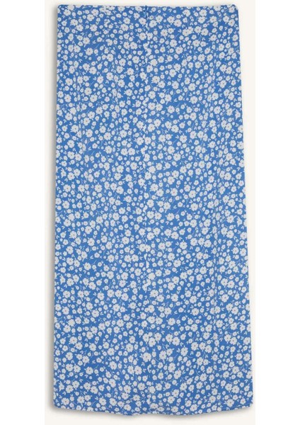 A Kesim Çiçek Desenli Yüksek Bel Yırtmaçlı Midi Etek F0526AX25SP