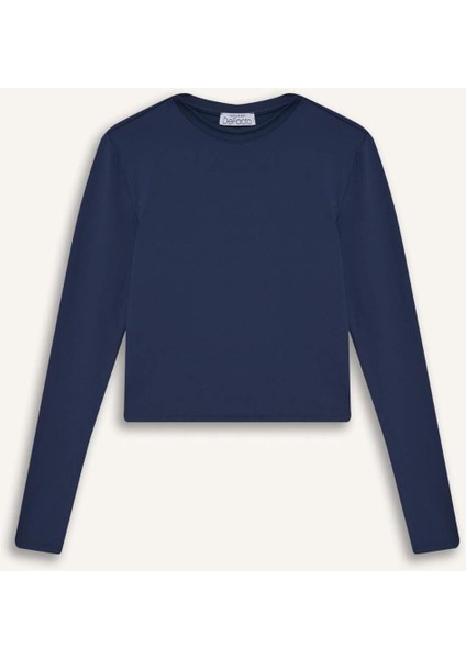 Fitted Bisiklet Yaka Uzun Kollu Tişört D0199AX25AU