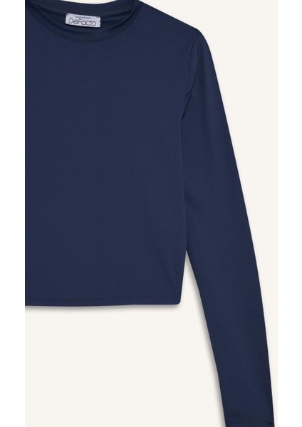 Fitted Bisiklet Yaka Uzun Kollu Tişört D0199AX25AU